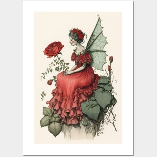 Rose Fairy Vintage Watercolor Posters and Art